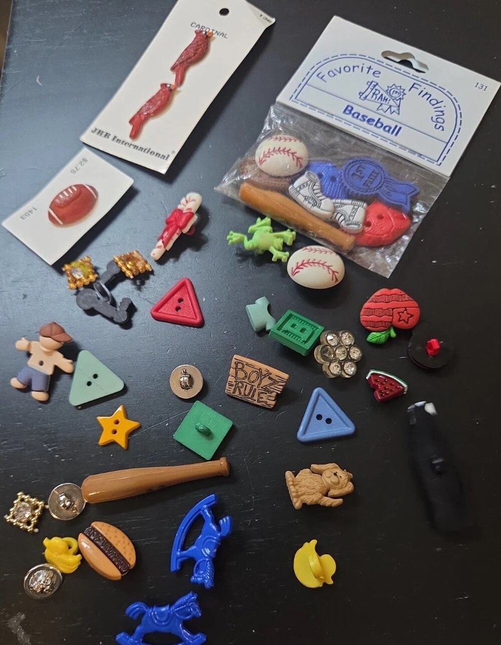 Lot Juvenile Boy Buttons Sports Animals & More Super Cute Scrapbooking 25+